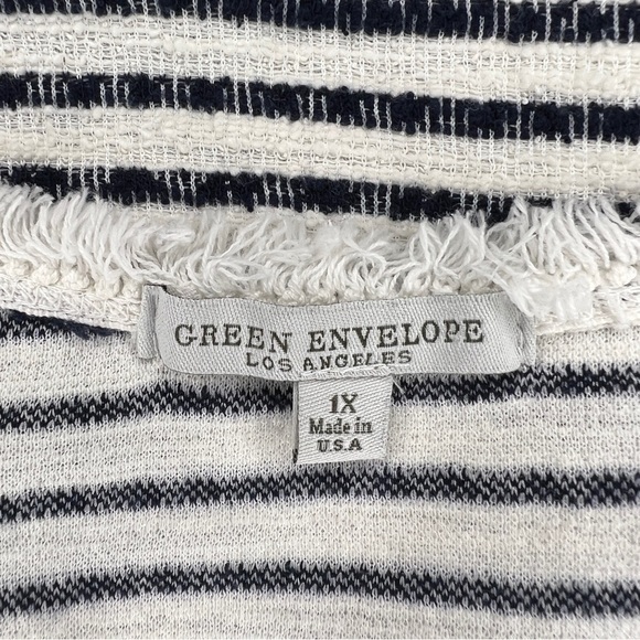 1x Green Envelope Blue White Print Sleeveless Top Preppy Classic - Picture 8 of 8